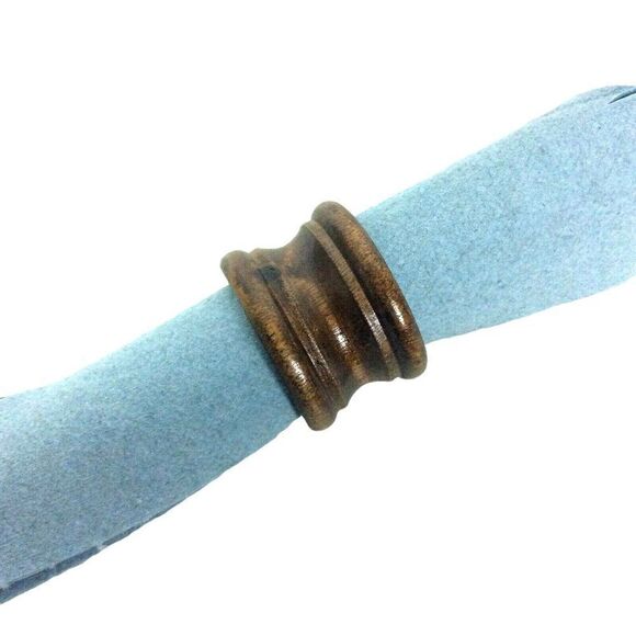 Turned Wood Napkin Rings Set Of 8 Brown Made In Taiwan Vintage 70s - Picture 4 of 4